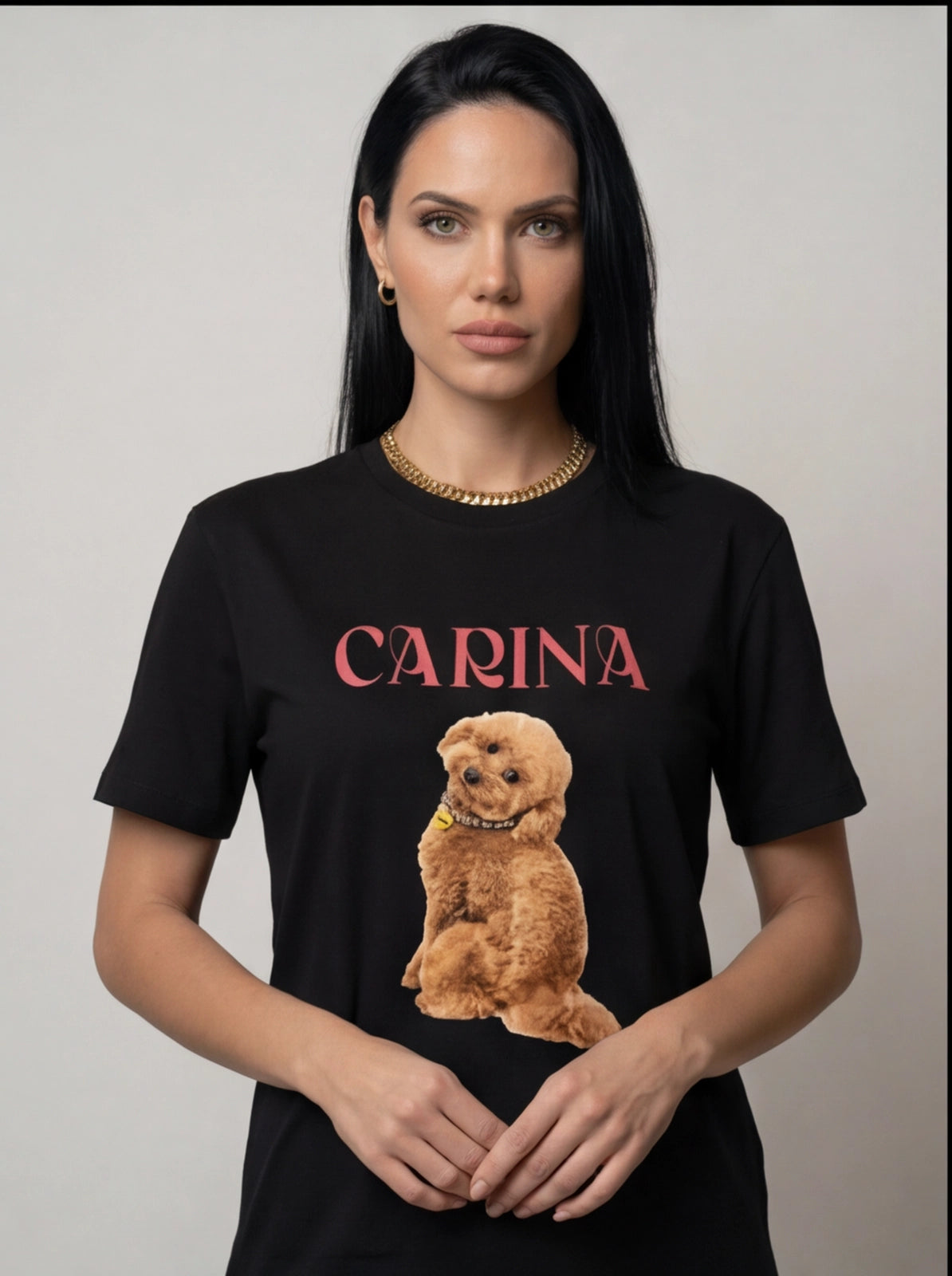T-shirt nera barboncino