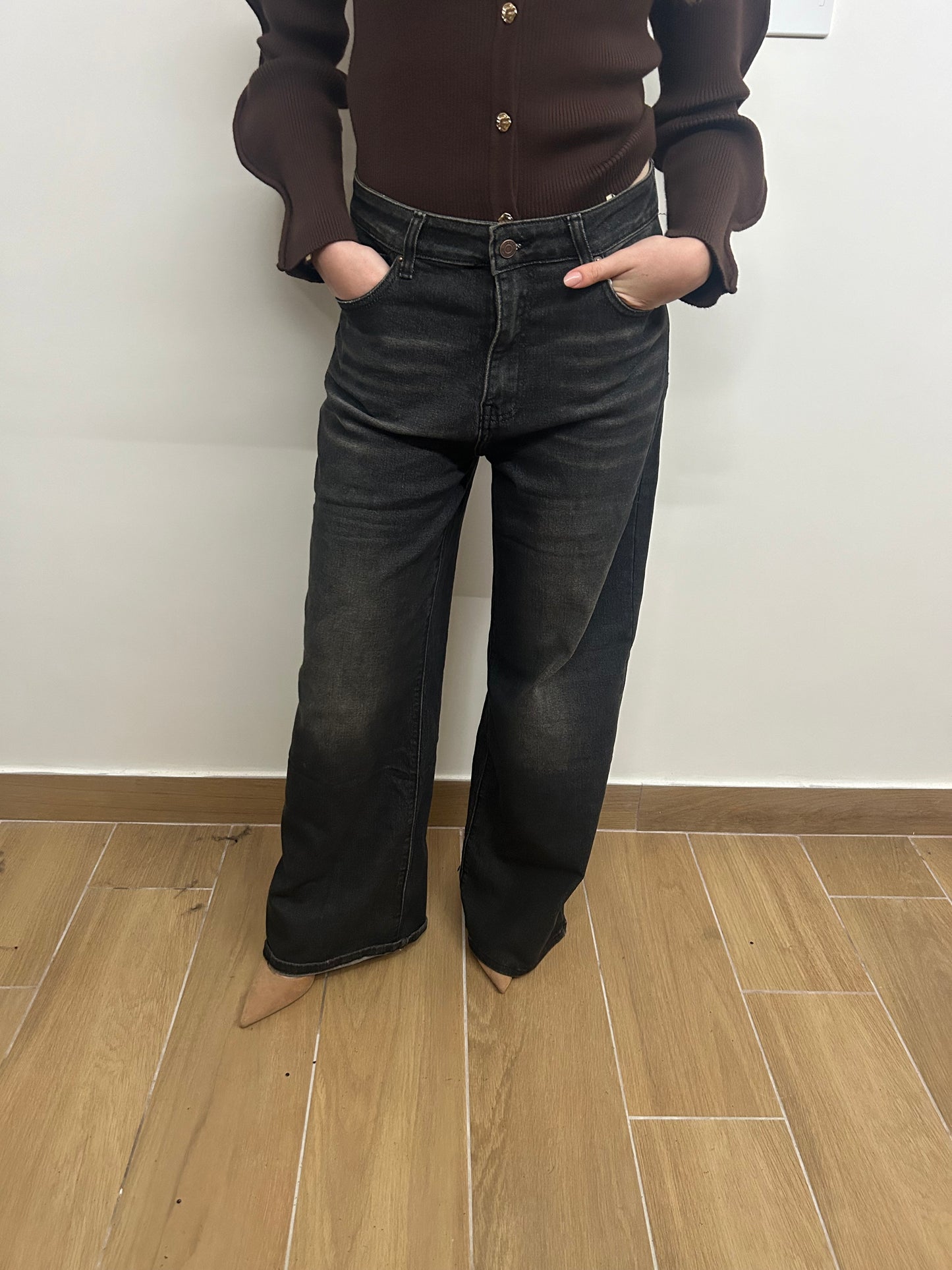 Jeans palazzo nero/-30%