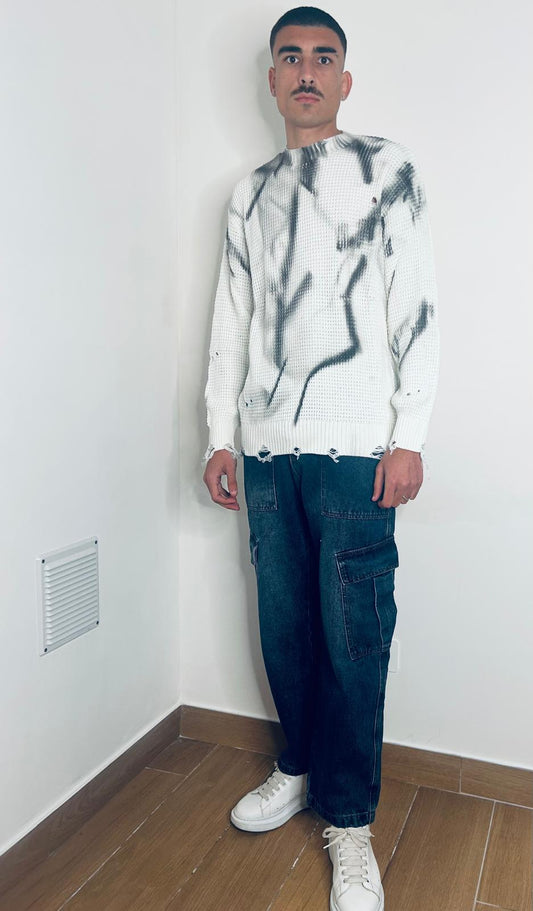 Maglione crafted bianco/ -50%